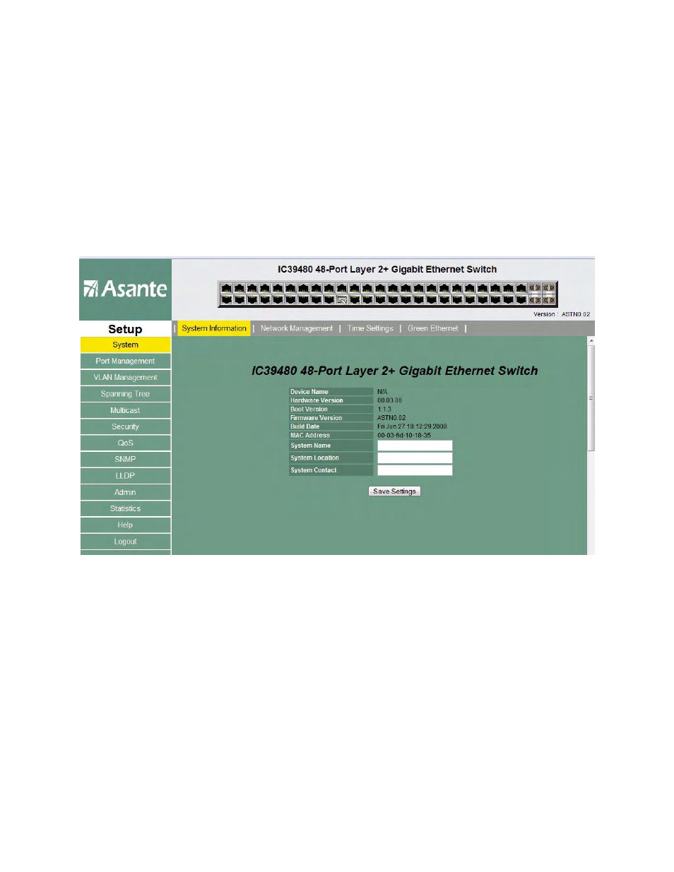 2 system, 1 system system information | Asante Technologies 480 User Manual | Page 63 / 148