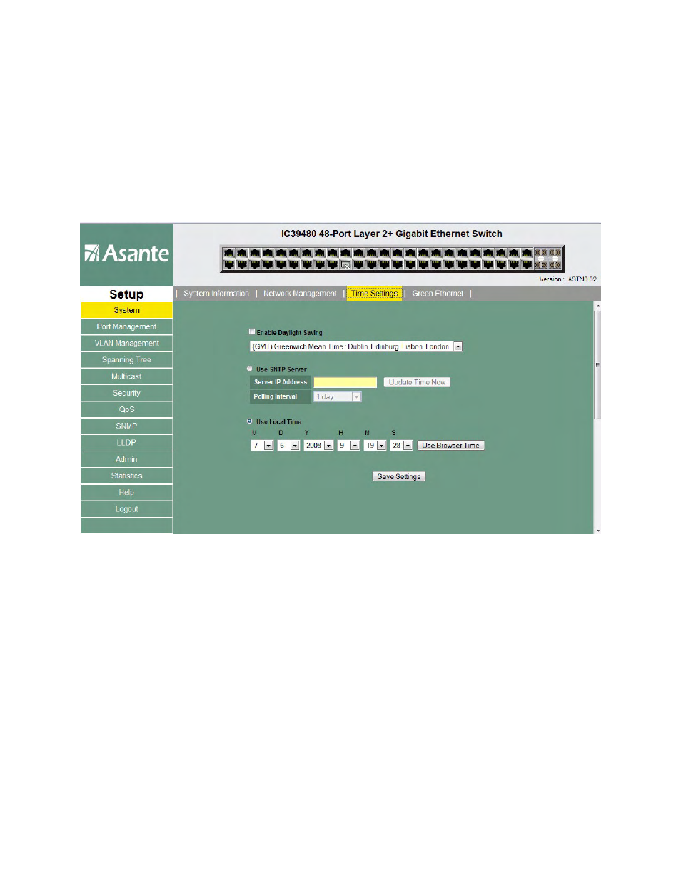 3 system time setting, System time setting | Asante Technologies 480 User Manual | Page 66 / 148