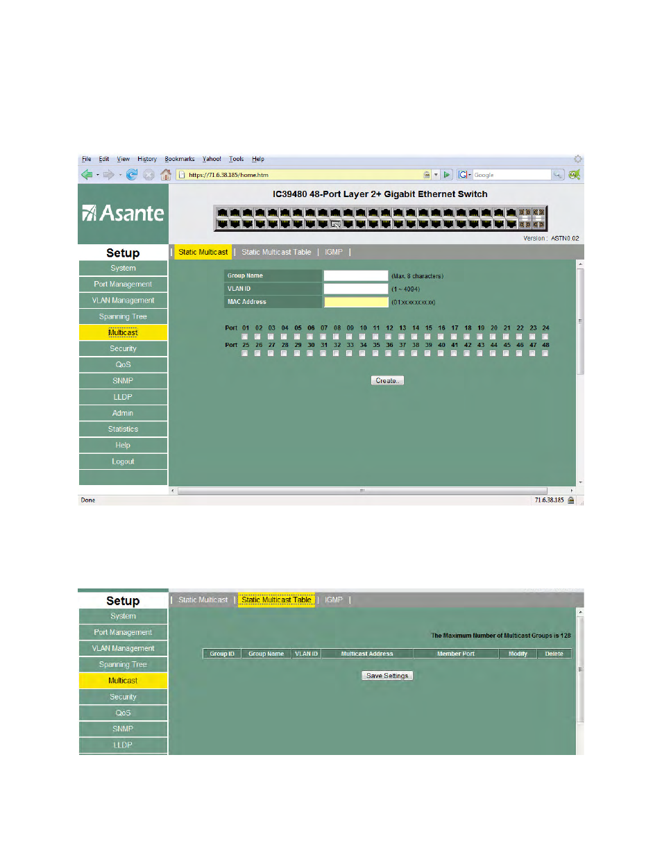 6 multicast | Asante Technologies 480 User Manual | Page 78 / 148