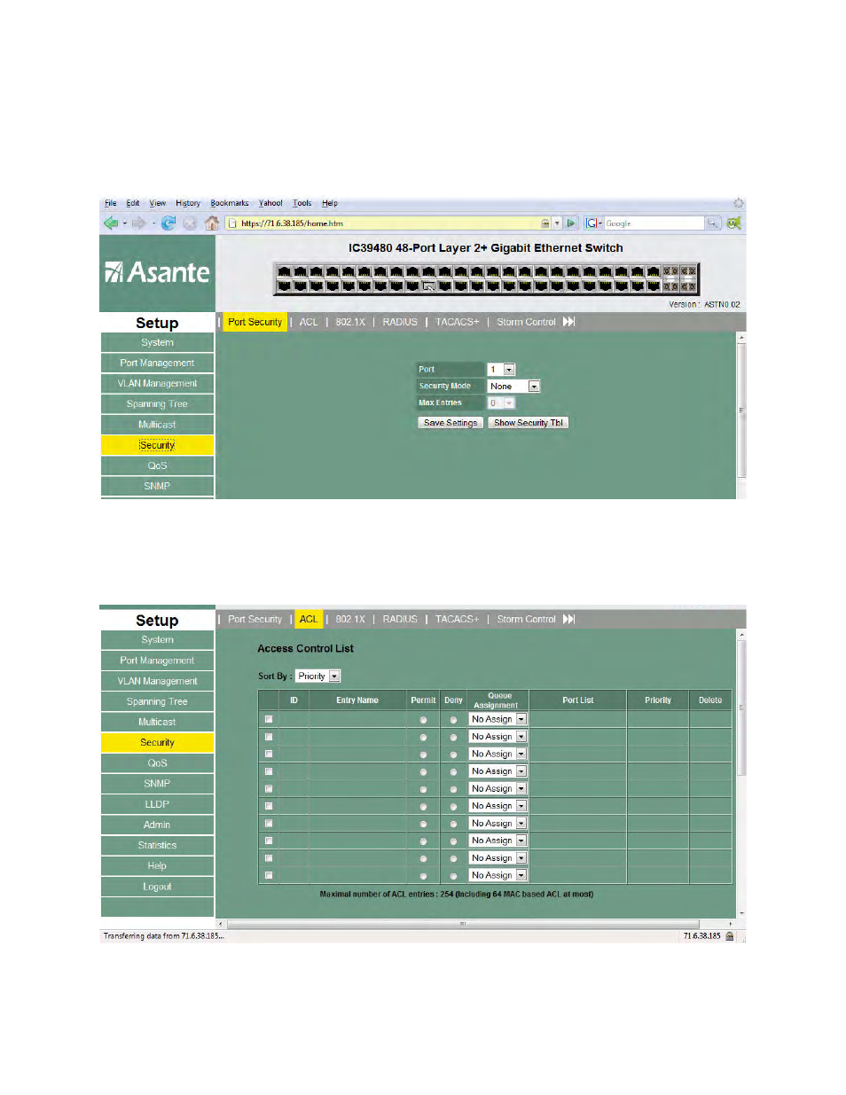 7 security - port security | Asante Technologies 480 User Manual | Page 80 / 148