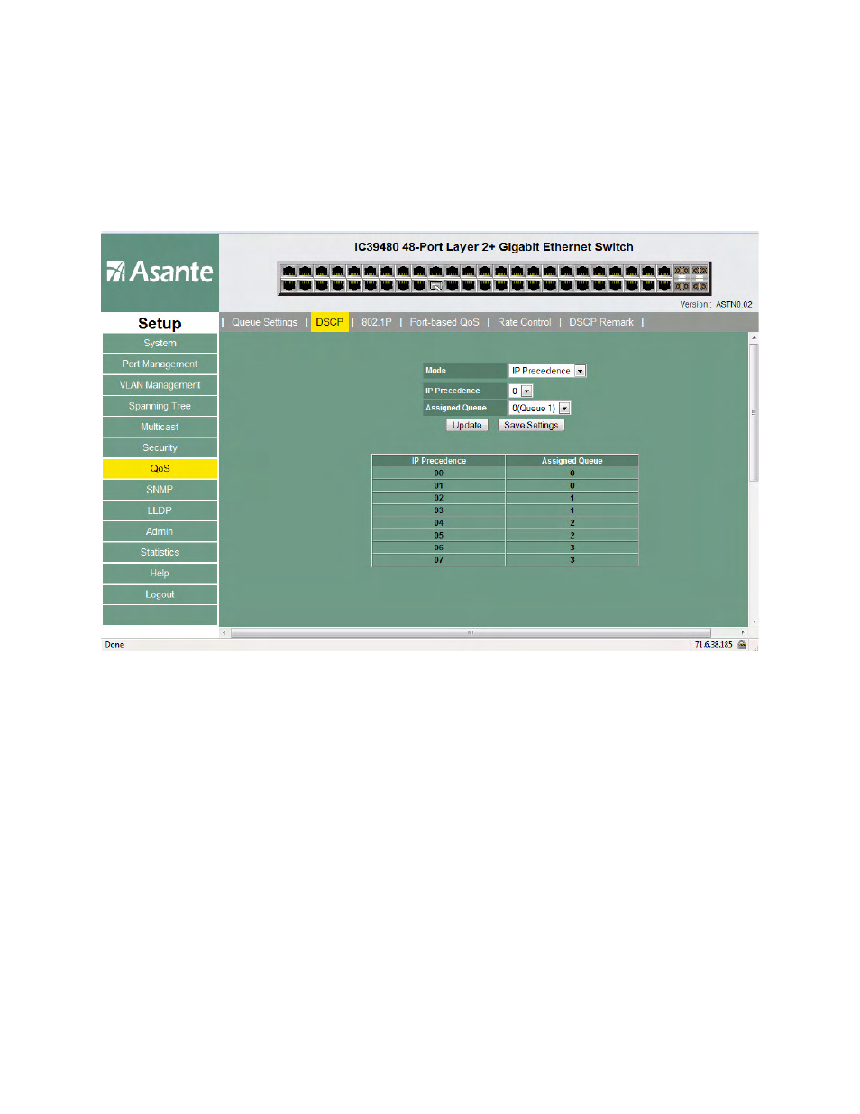 Dscp | Asante Technologies 480 User Manual | Page 85 / 148