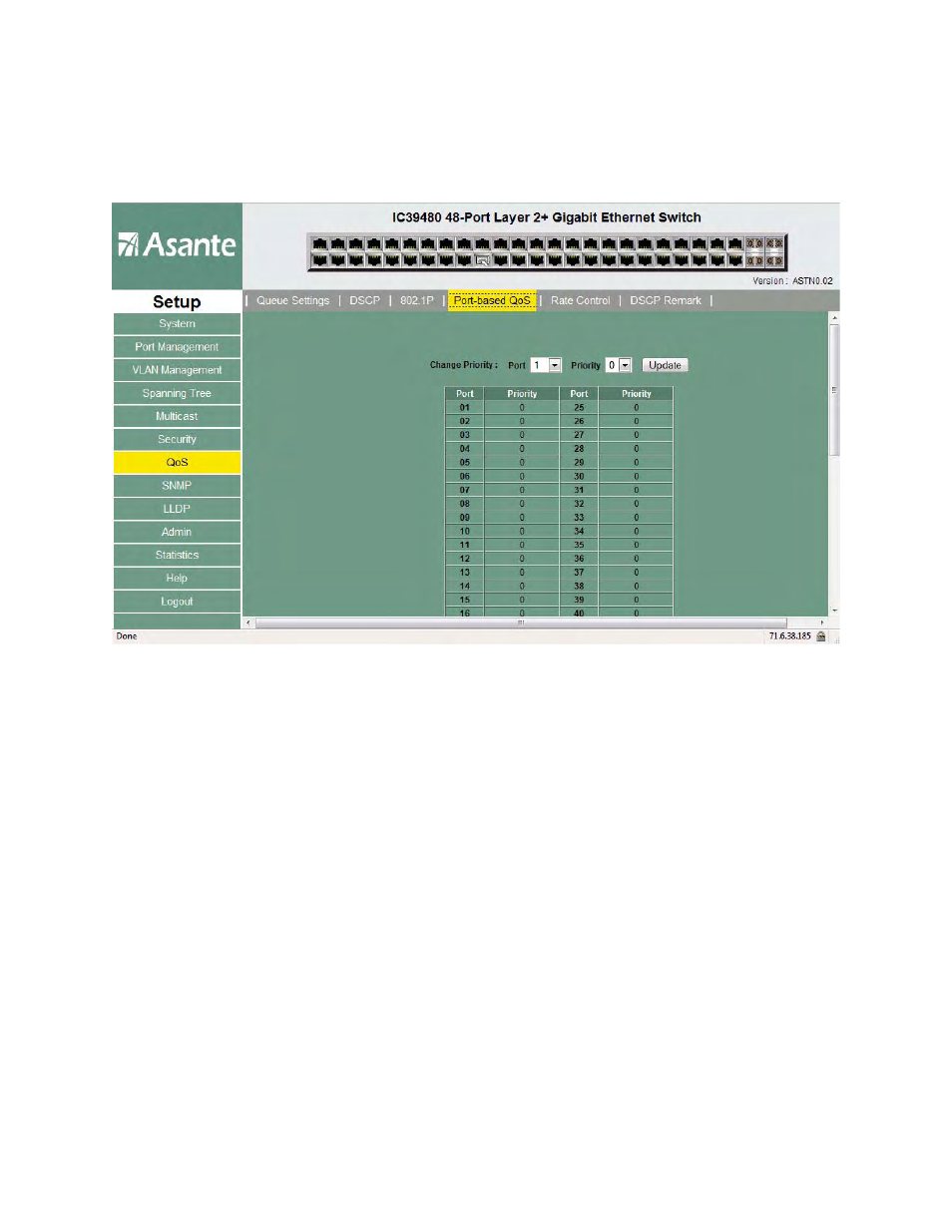 Port-based qos | Asante Technologies 480 User Manual | Page 87 / 148