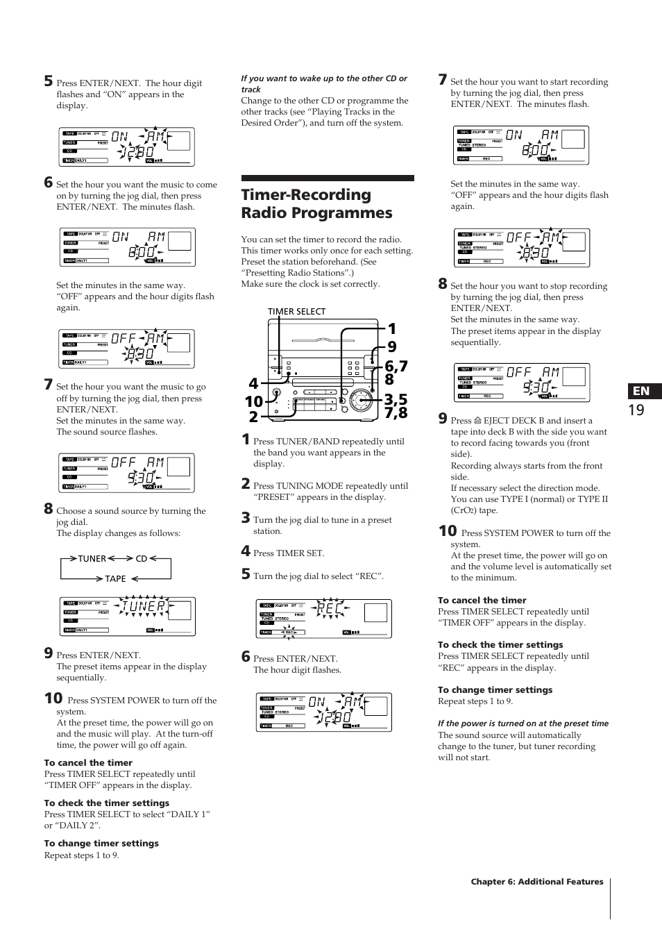 Timer-recording radio programmes | Sony CHC-P33D User Manual | Page 19 / 97