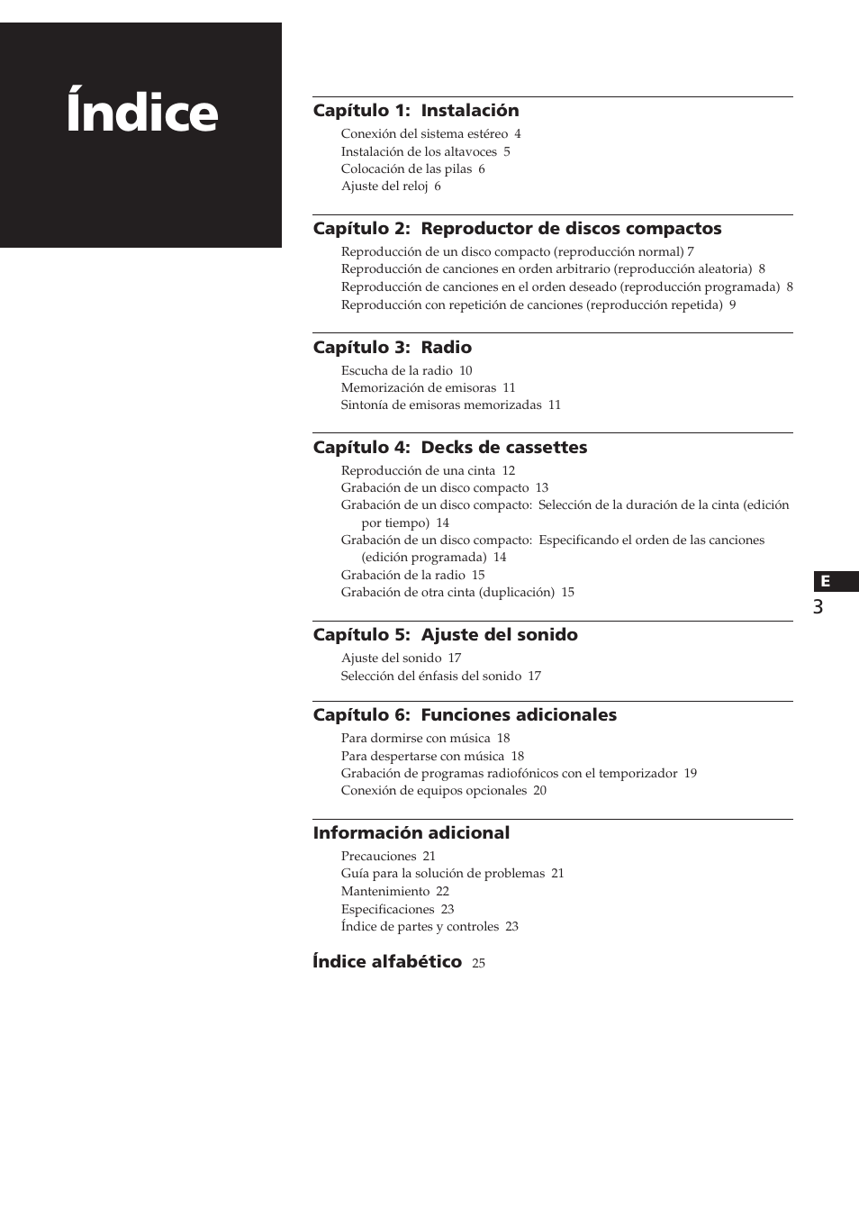 Índice | Sony CHC-P33D User Manual | Page 51 / 97
