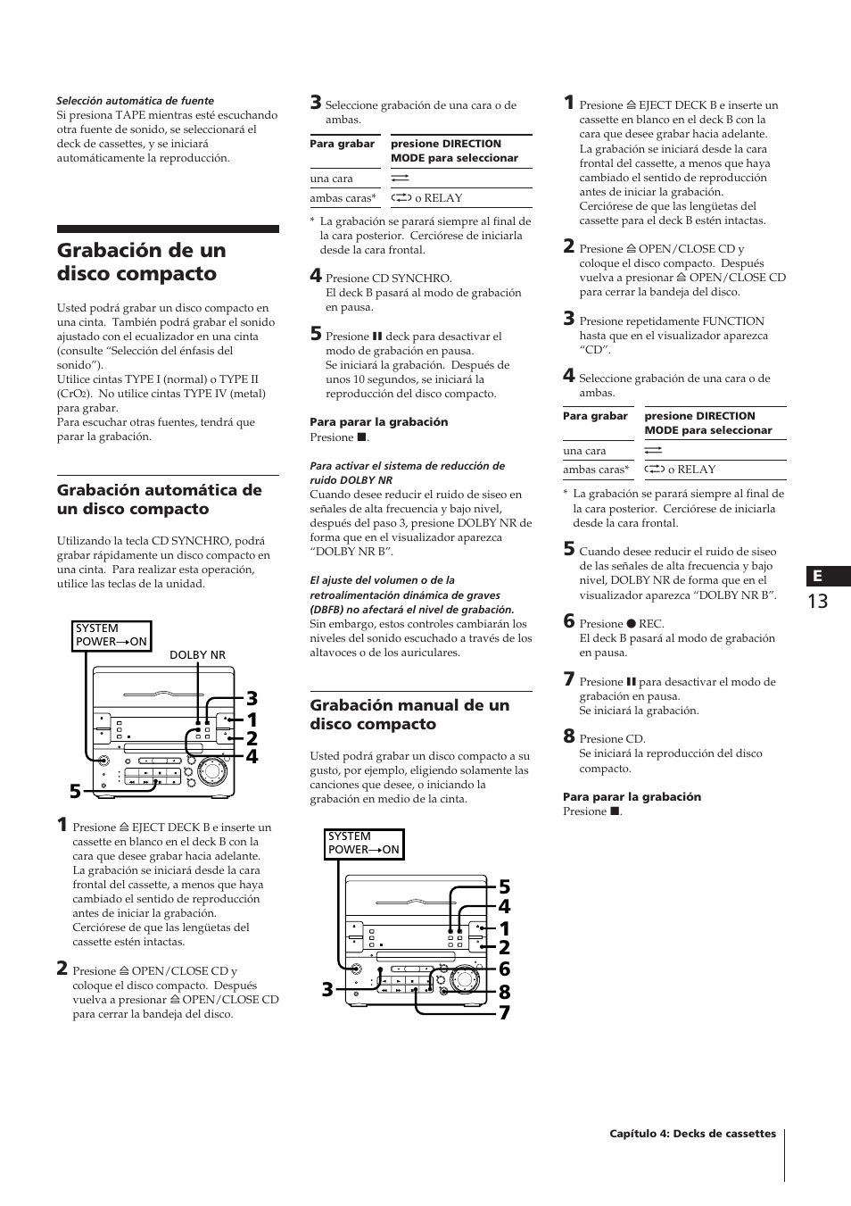 Grabación de un disco compacto | Sony CHC-P33D User Manual | Page 61 / 97
