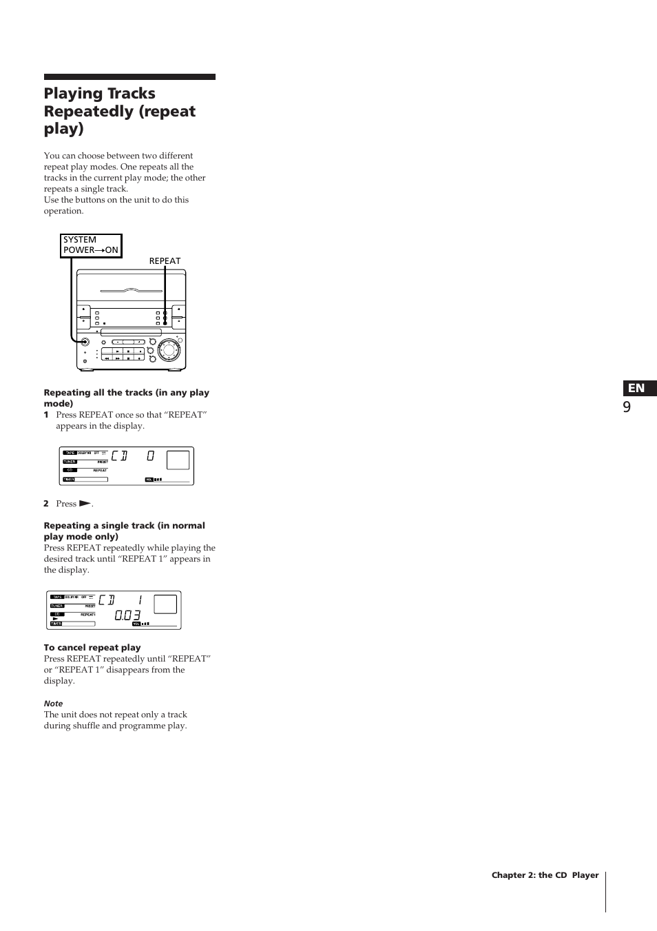 Playing tracks repeatedly (repeat play) | Sony CHC-P33D User Manual | Page 9 / 97