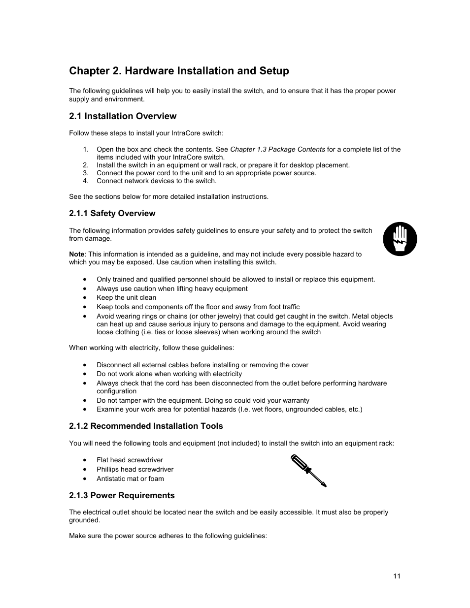 Chapter 2. hardware installation and setup | Asante Technologies 35160 User Manual | Page 11 / 79