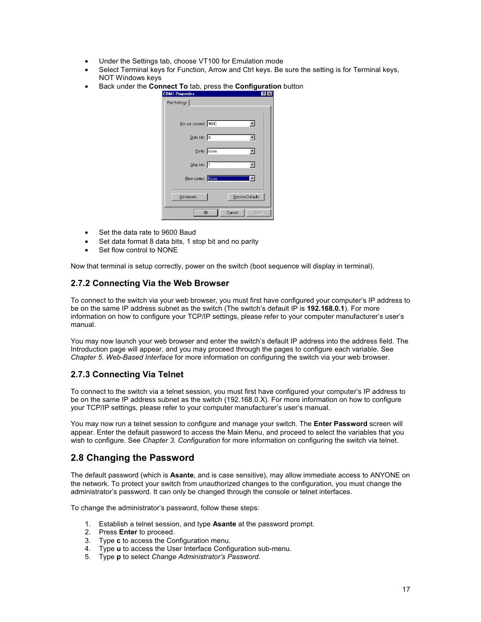 8 changing the password | Asante Technologies 35160 User Manual | Page 17 / 79