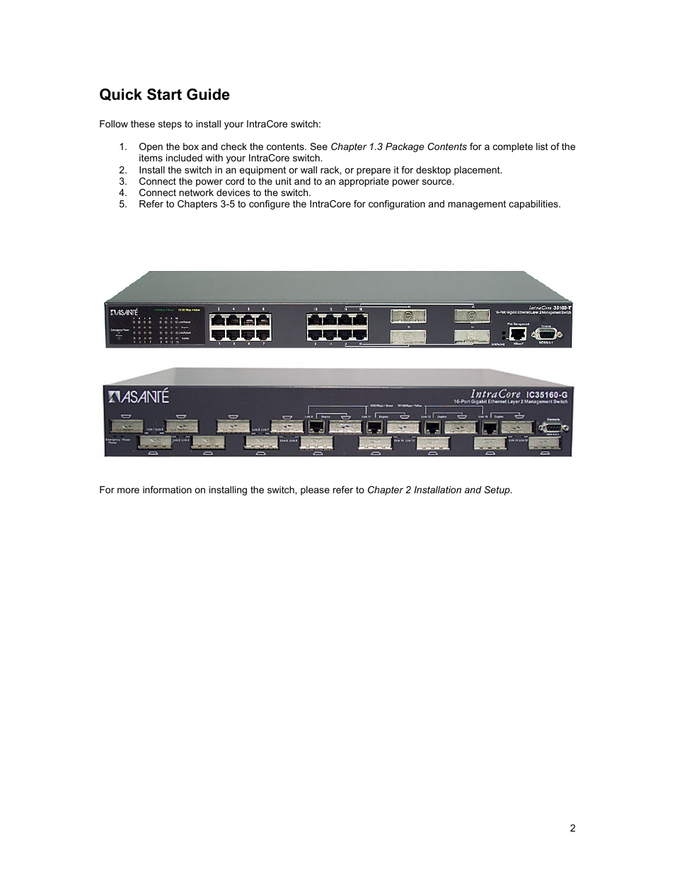 Quick start guide | Asante Technologies 35160 User Manual | Page 2 / 79