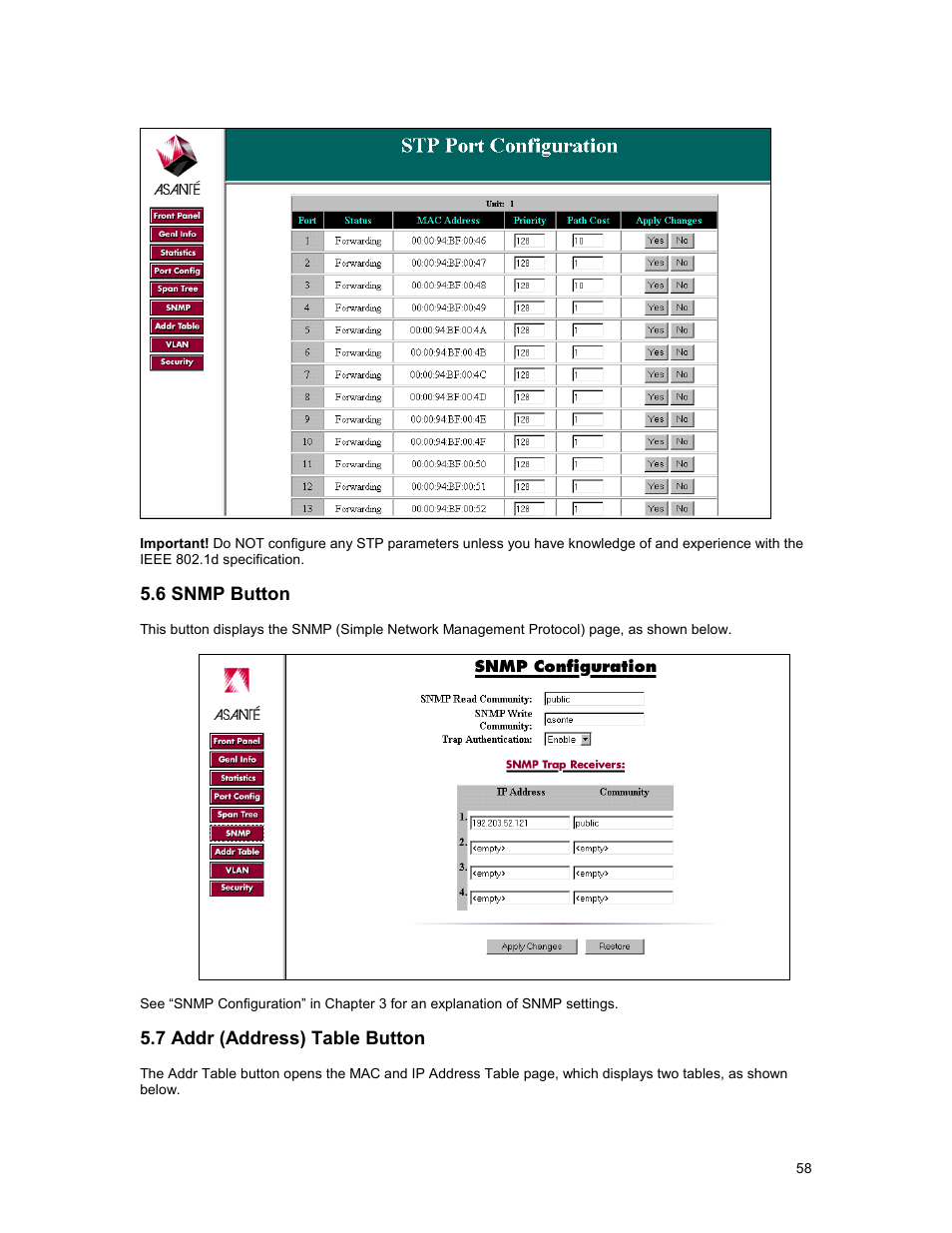 Asante Technologies 35160 User Manual | Page 58 / 79