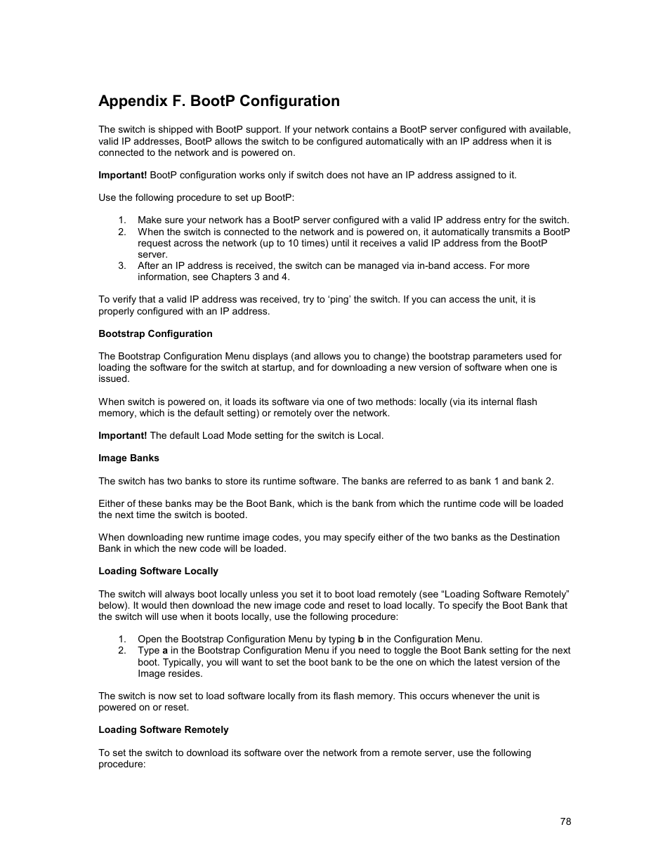 Appendix f. bootp configuration | Asante Technologies 35160 User Manual | Page 78 / 79