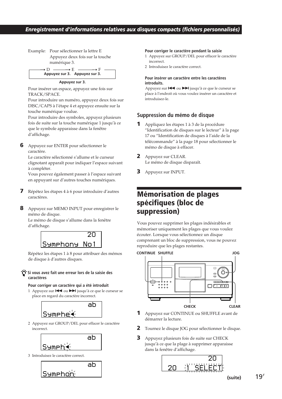 Suppression du mémo de disque 1 | Sony CDP-CX250 User Manual | Page 42 / 93