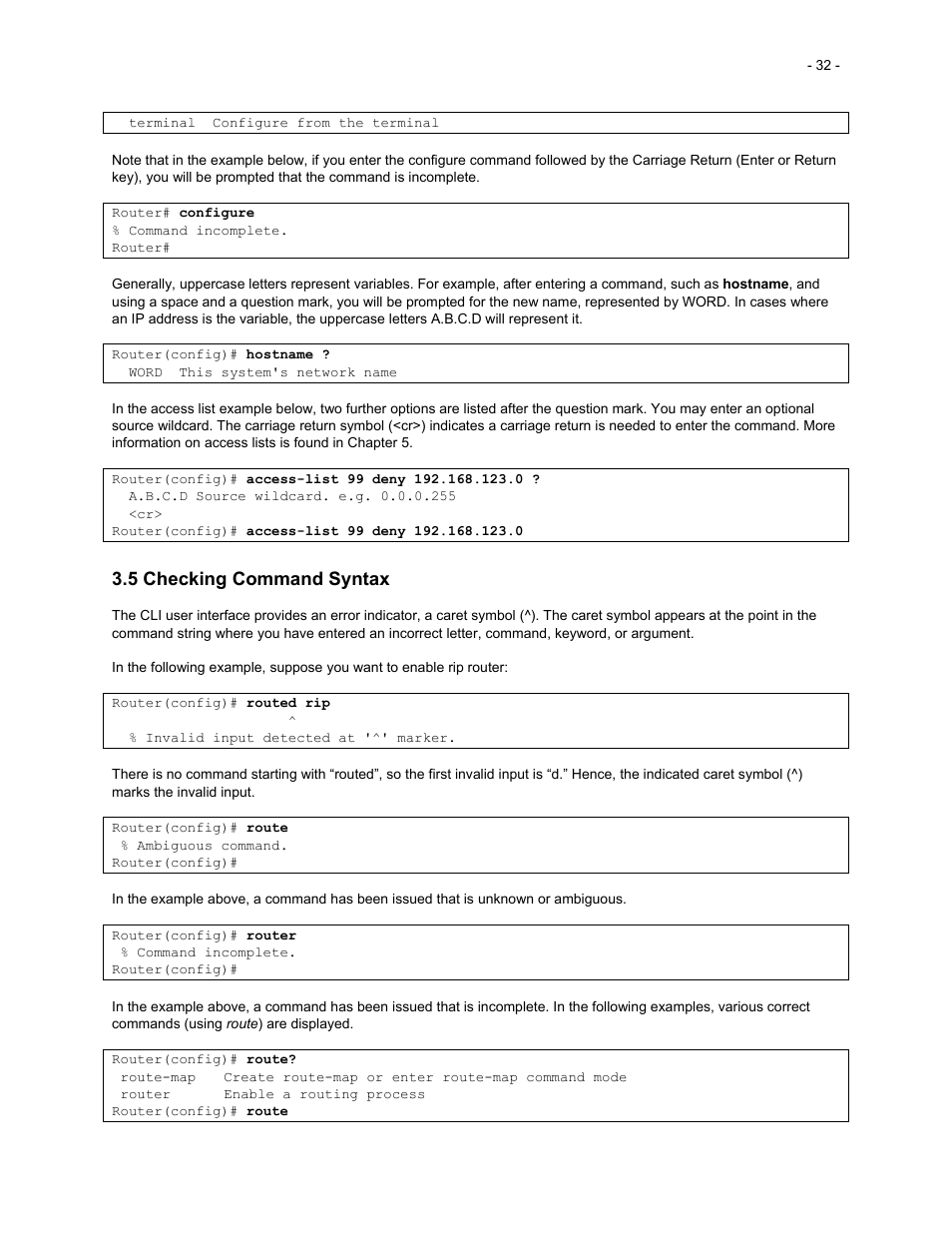 5 checking command syntax | Asante Technologies 35516 User Manual | Page 32 / 111