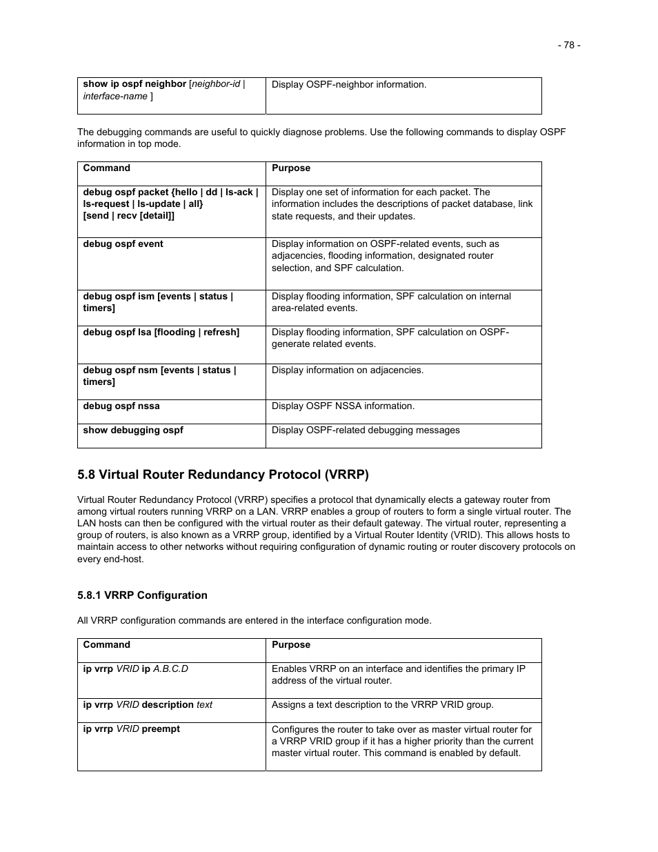 8 virtual router redundancy protocol (vrrp) | Asante Technologies 35516 User Manual | Page 78 / 111