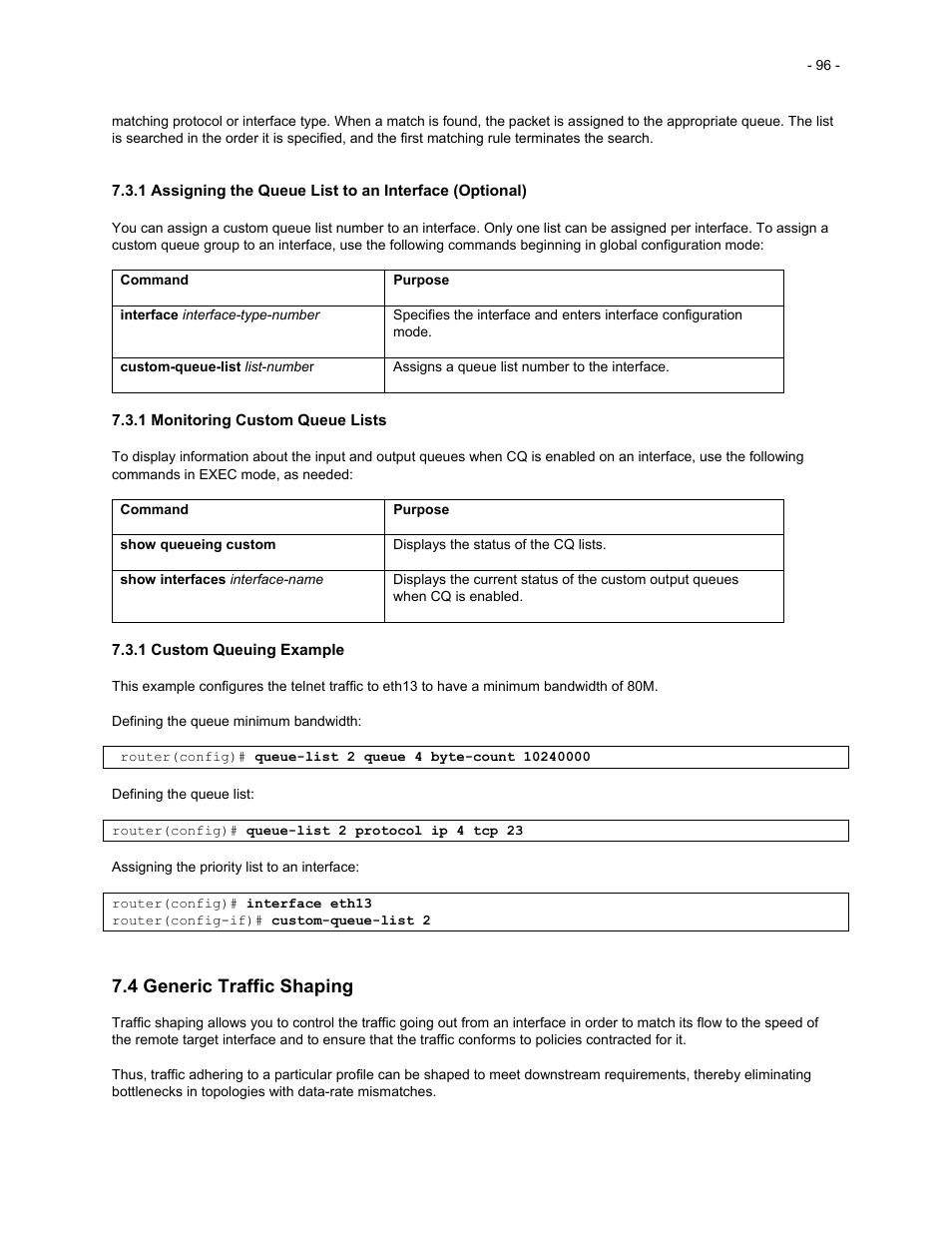 4 generic traffic shaping | Asante Technologies 35516 User Manual | Page 96 / 111