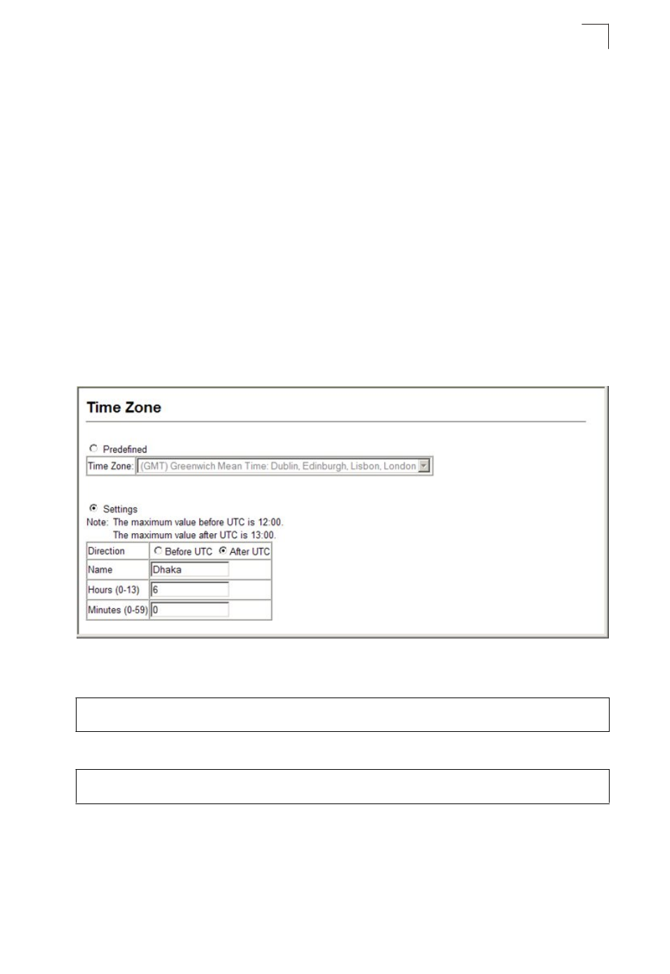 Figure 4-25 sntp configuration, Setting the time zone | Asante Technologies 40240/40480-10G User Manual | Page 114 / 792