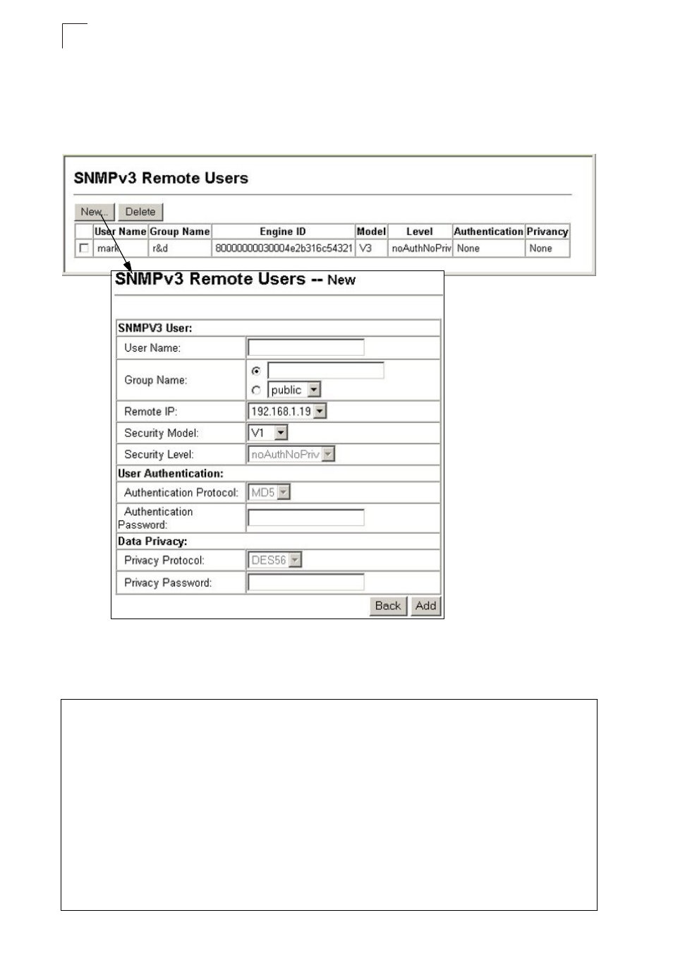 Configuring remote snmpv3 users, 12 simple network management protocol | Asante Technologies 40240/40480-10G User Manual | Page 129 / 792
