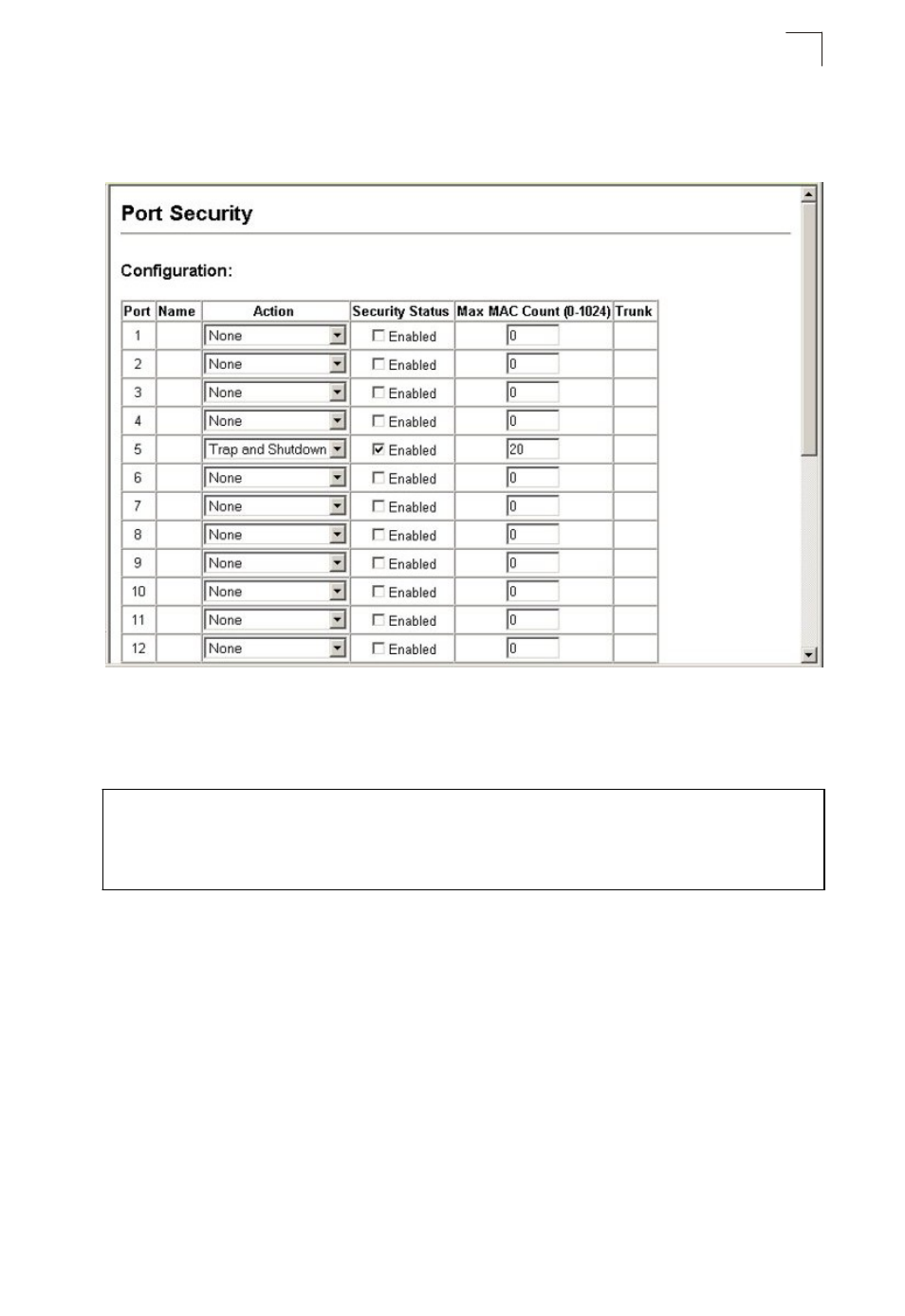 Configuring port security | Asante Technologies 40240/40480-10G User Manual | Page 152 / 792