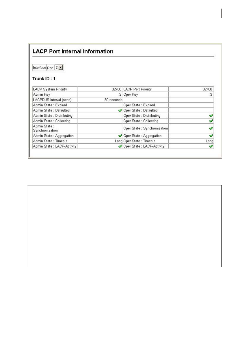Table 8-2, Lacp internal configuration information, Creating trunk groups | Asante Technologies 40240/40480-10G User Manual | Page 190 / 792