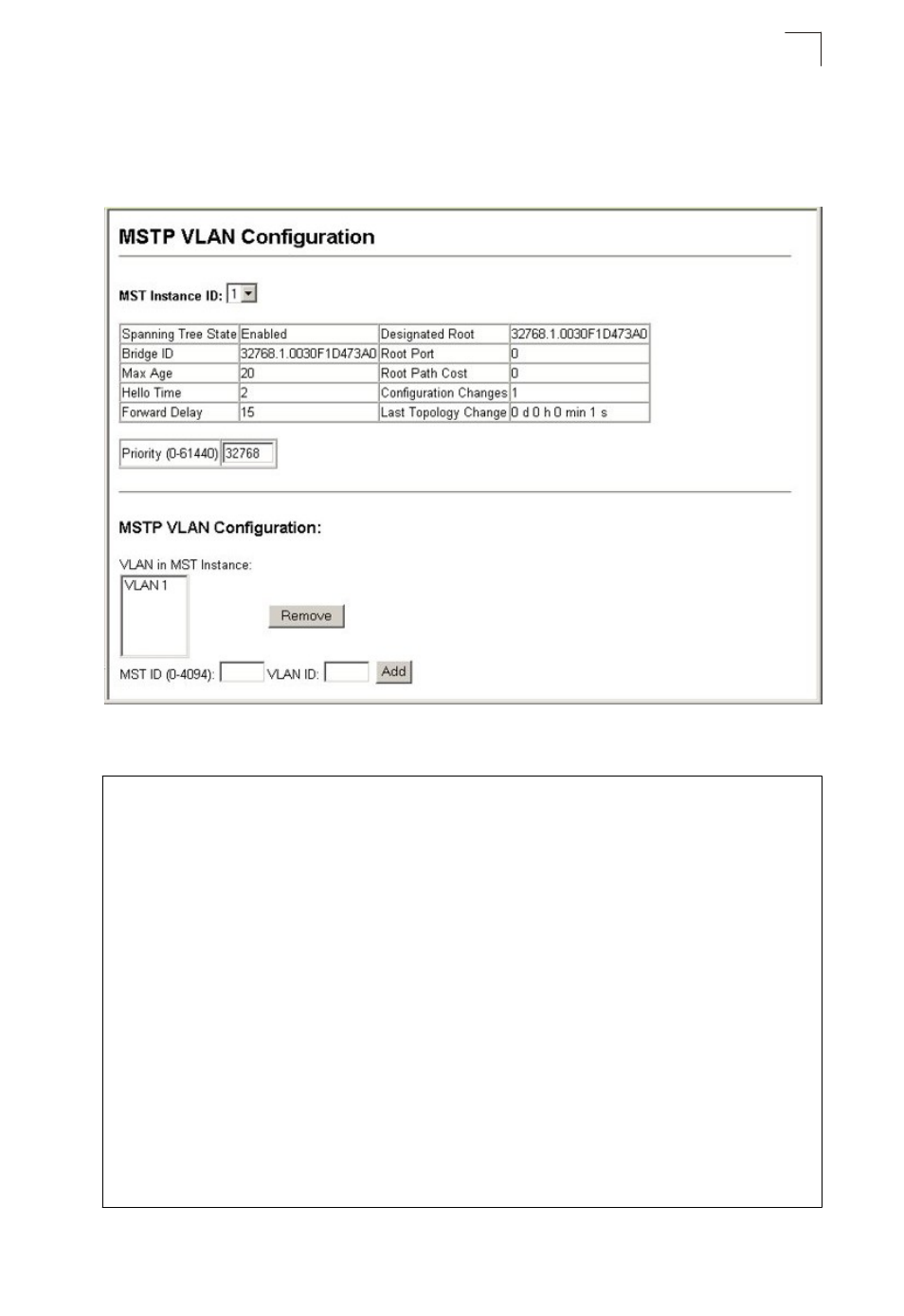 Configuring multiple spanning trees | Asante Technologies 40240/40480-10G User Manual | Page 222 / 792