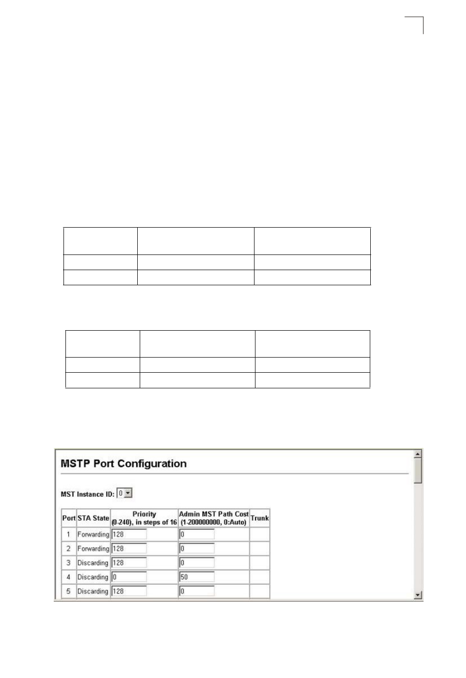 Configuring interface settings for mstp | Asante Technologies 40240/40480-10G User Manual | Page 226 / 792