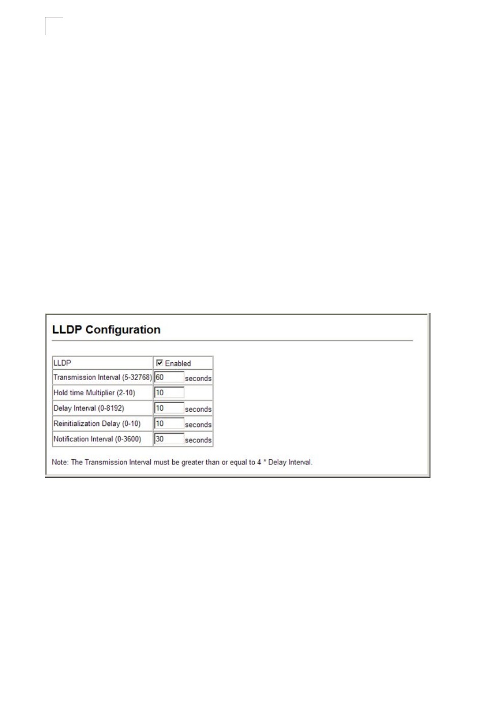 Chapter 12: link layer discovery protocol, Setting basic lldp timing attributes | Asante Technologies 40240/40480-10G User Manual | Page 251 / 792