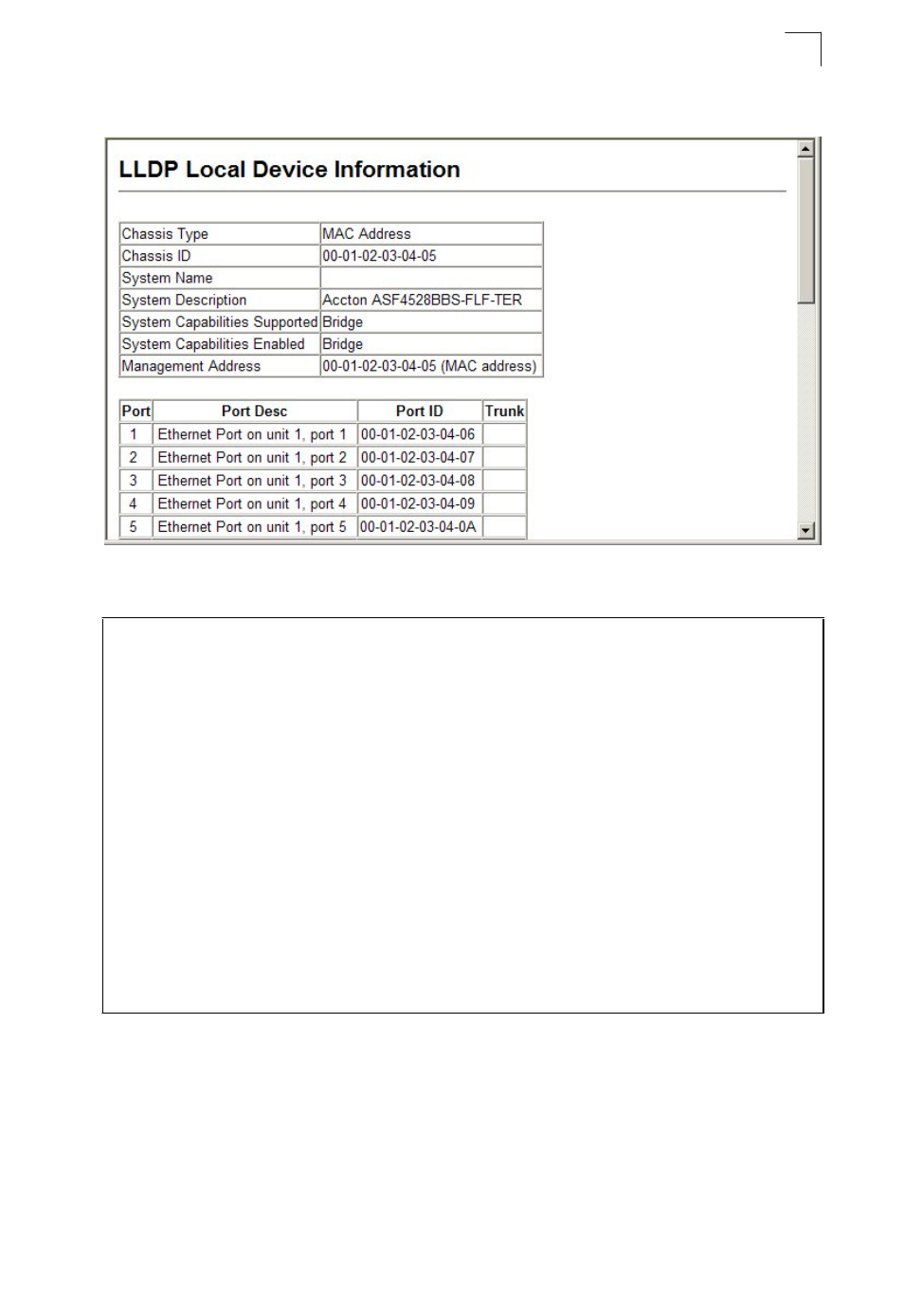 7 displaying lldp local device information | Asante Technologies 40240/40480-10G User Manual | Page 256 / 792