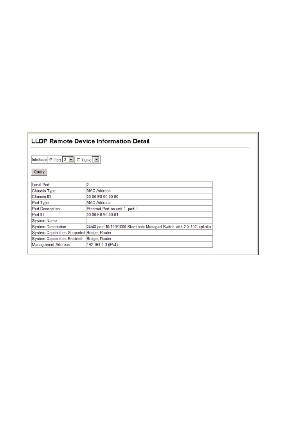 Displaying lldp remote information details | Asante Technologies 40240/40480-10G User Manual | Page 259 / 792