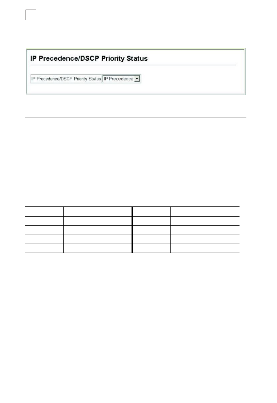 Layer 3/4 priority settings, Mapping layer 3/4 priorities to cos values, Selecting ip precedence/dscp priority | Mapping ip precedence | Asante Technologies 40240/40480-10G User Manual | Page 271 / 792