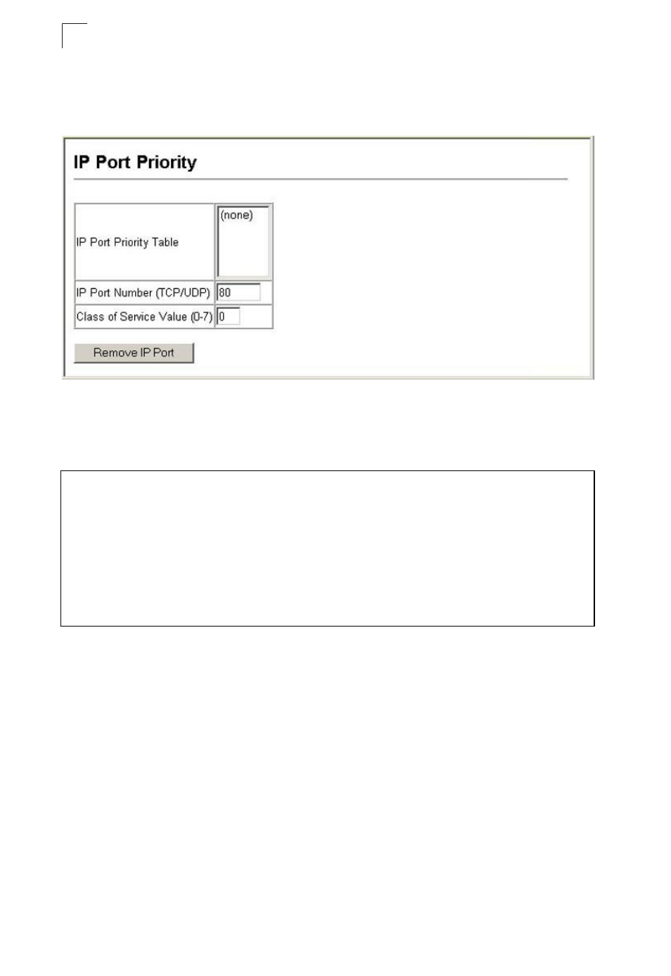 Mapping ip port priority, Figure 13-8 ip port priority status, Class of service | Asante Technologies 40240/40480-10G User Manual | Page 275 / 792