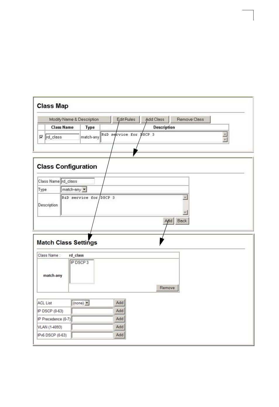 Configuring a class map | Asante Technologies 40240/40480-10G User Manual | Page 278 / 792