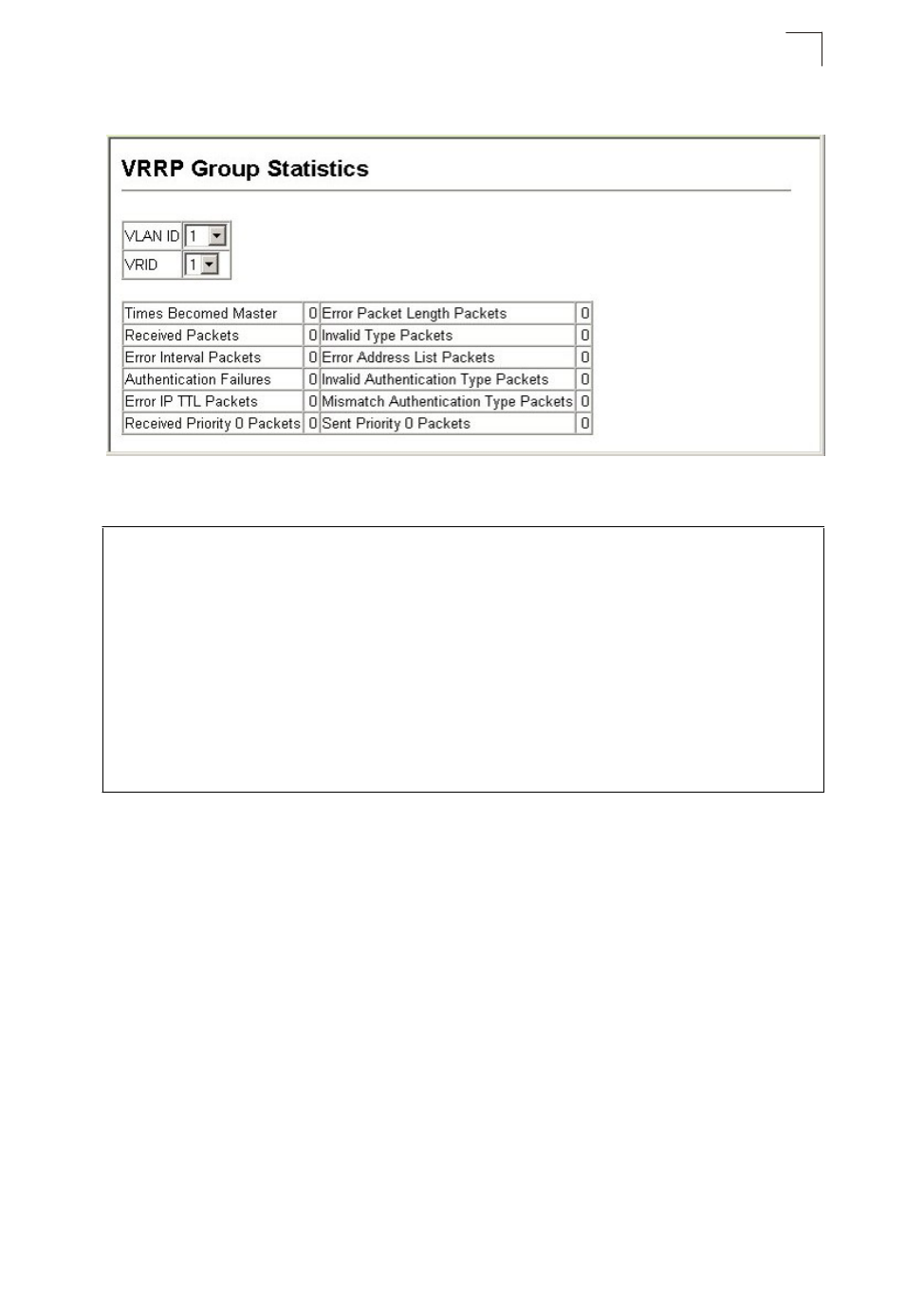Displaying vrrp group statistics, 9 virtual router redundancy protocol | Asante Technologies 40240/40480-10G User Manual | Page 318 / 792