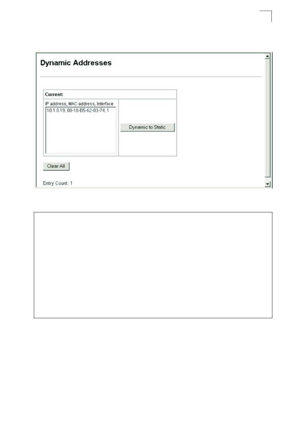 Displaying dynamically learned arp entries, Displaying local arp entries, 13 address resolution protocol | Asante Technologies 40240/40480-10G User Manual | Page 332 / 792