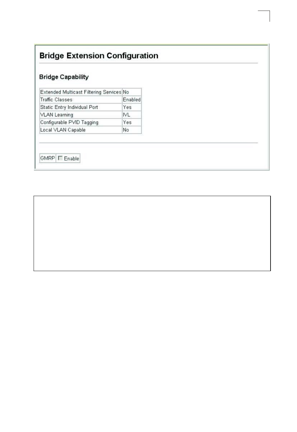 Displaying bridge extension capabilities, Setting the switch’s ip address (ip version 4) | Asante Technologies 40240/40480-10G User Manual | Page 80 / 792