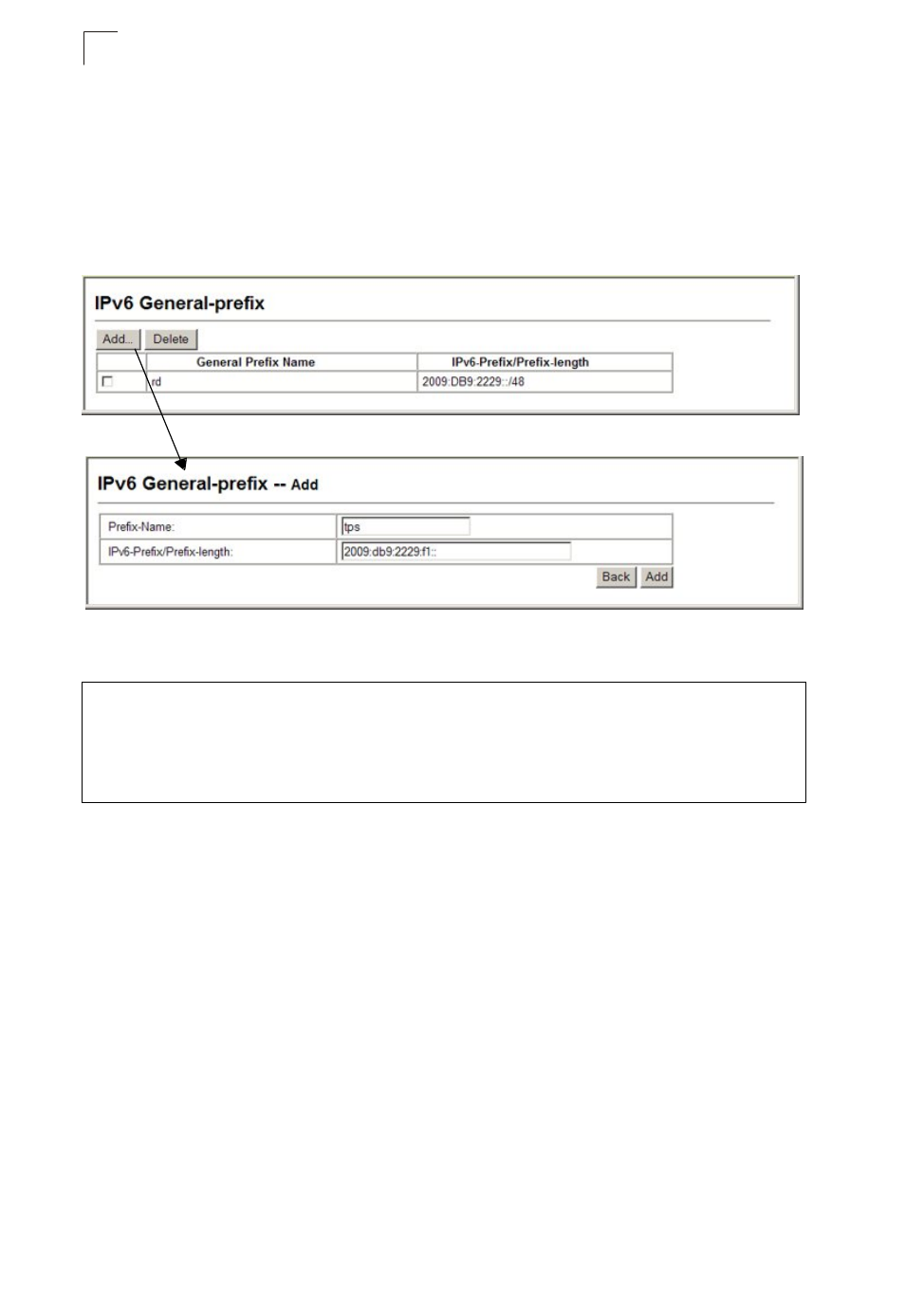 Configuring an ipv6 general network prefix | Asante Technologies 40240/40480-10G User Manual | Page 91 / 792