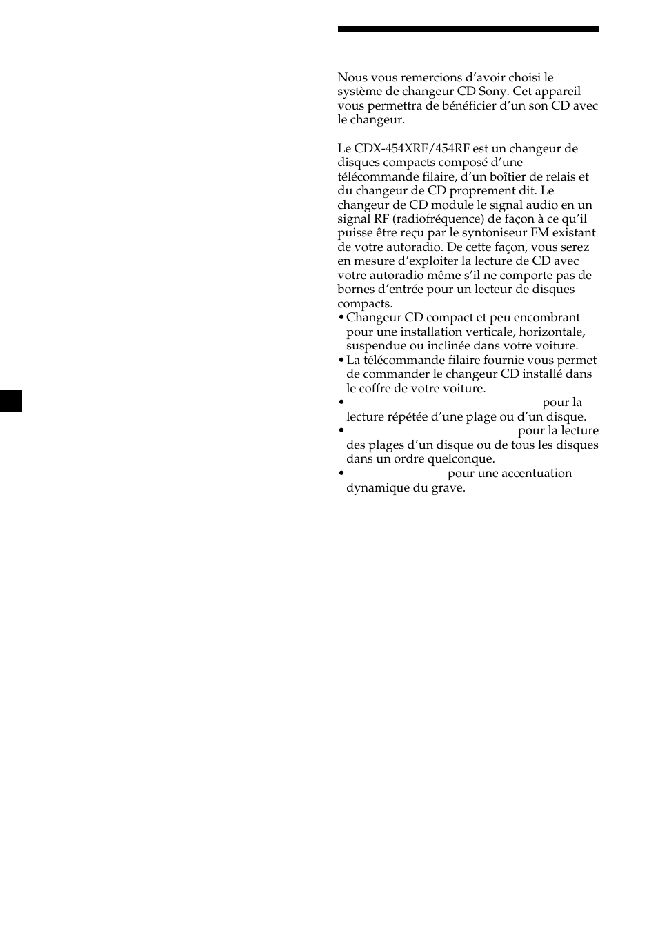 2bienvenue | Sony CDX-454RF User Manual | Page 14 / 40