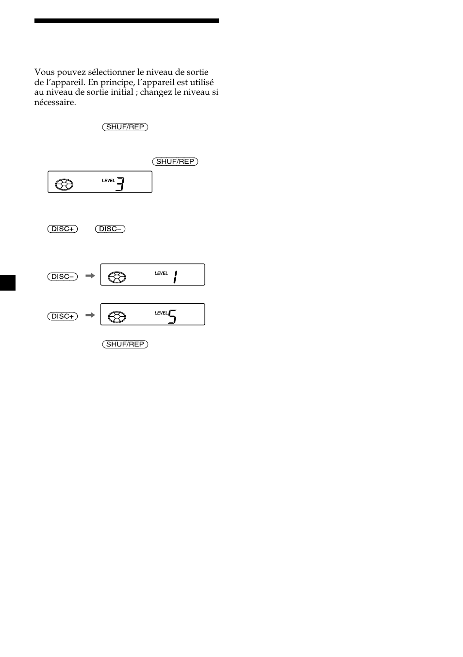 8changement du niveau de sortie | Sony CDX-454RF User Manual | Page 20 / 40