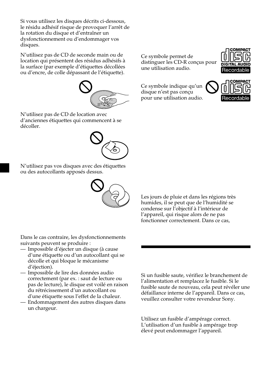Entretien | Sony CDX-454RF User Manual | Page 22 / 40