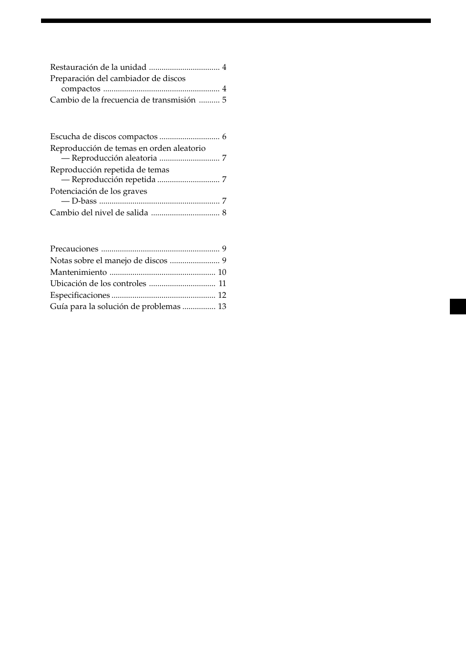 3índice | Sony CDX-454RF User Manual | Page 27 / 40