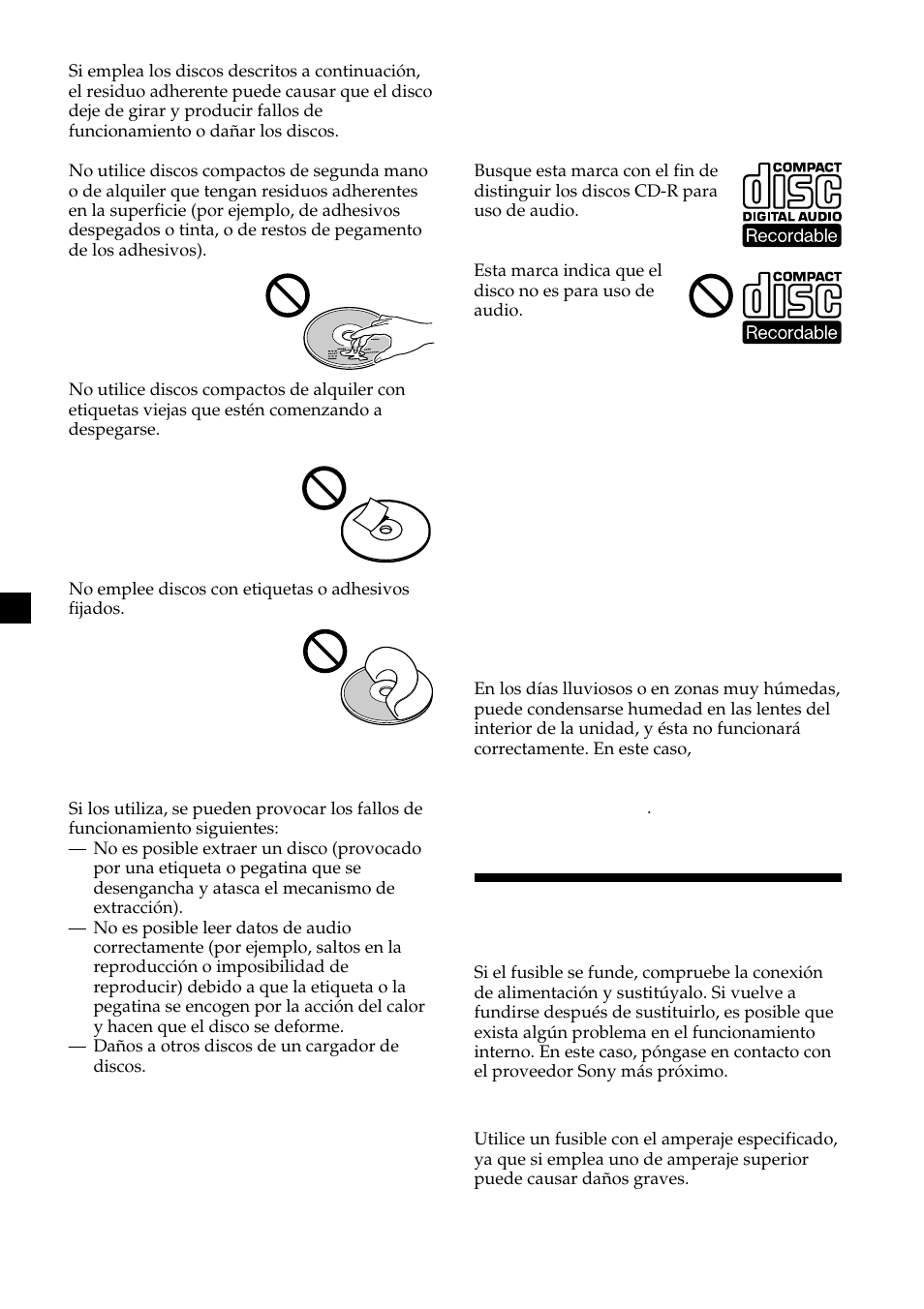 Mantenimiento | Sony CDX-454RF User Manual | Page 34 / 40