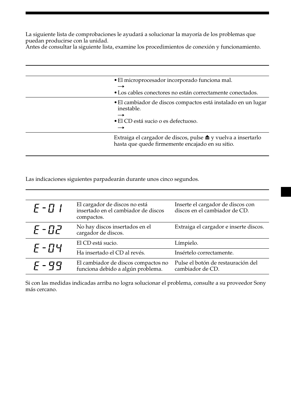 13 guía para la solución de problemas | Sony CDX-454RF User Manual | Page 37 / 40