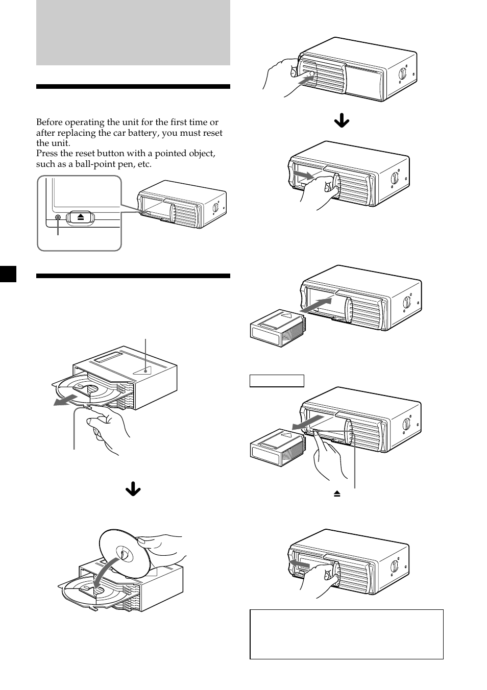 Getting started, Resetting the unit, Preparing the cd changer | Sony CDX-454RF User Manual | Page 4 / 40