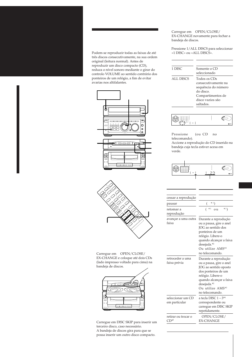 O leitor de discos compactos, Secção 2, Reprodução de cds (leitura normal) | R p p 0 ) ж » ж p 0 ) p » ⁄ ⁄ ⁄ p | Sony MHC-W55 User Manual | Page 102 / 129