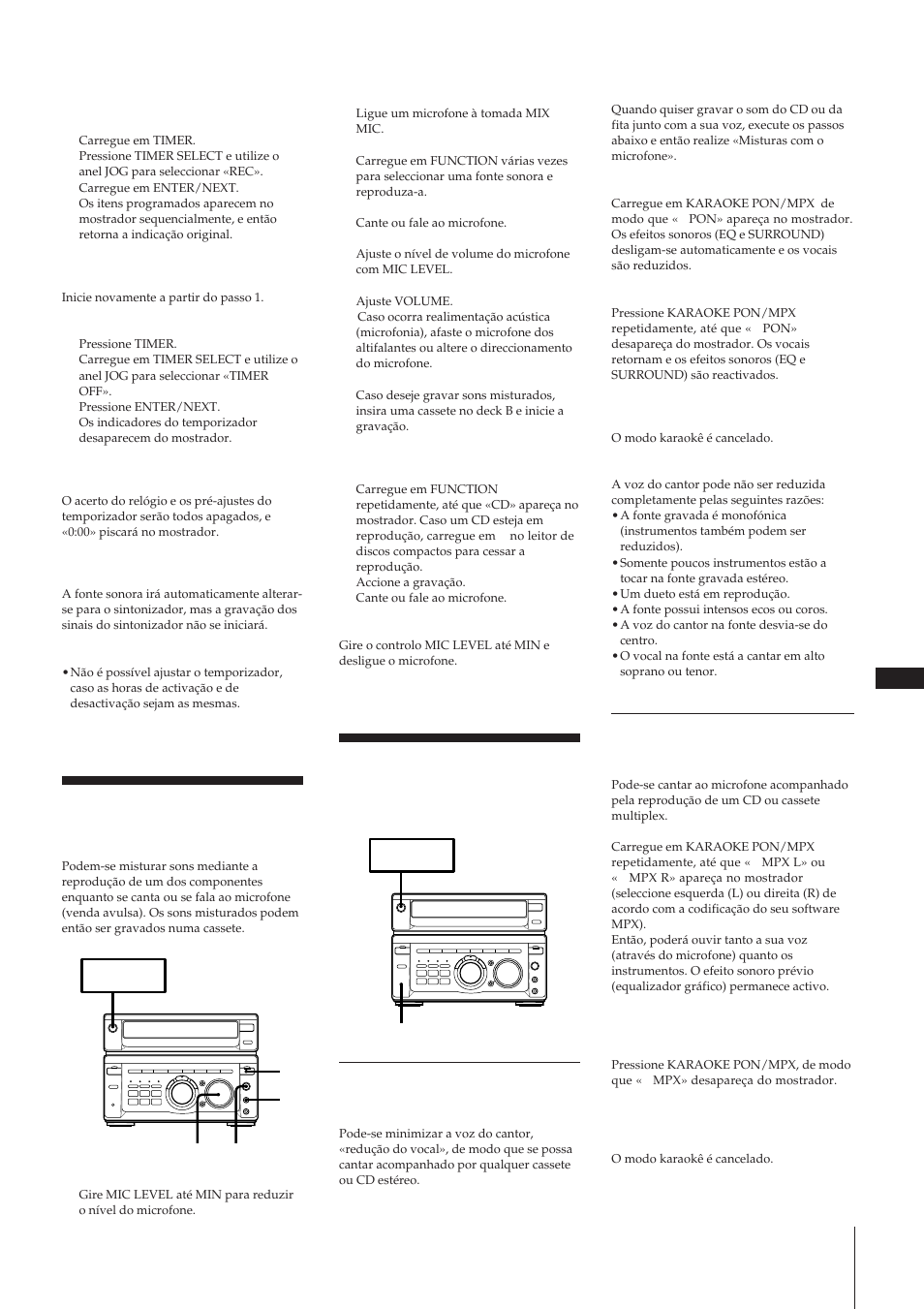 Misturas com o microfone, Karaokê: acompanhamento para canto | Sony MHC-W55 User Manual | Page 120 / 129