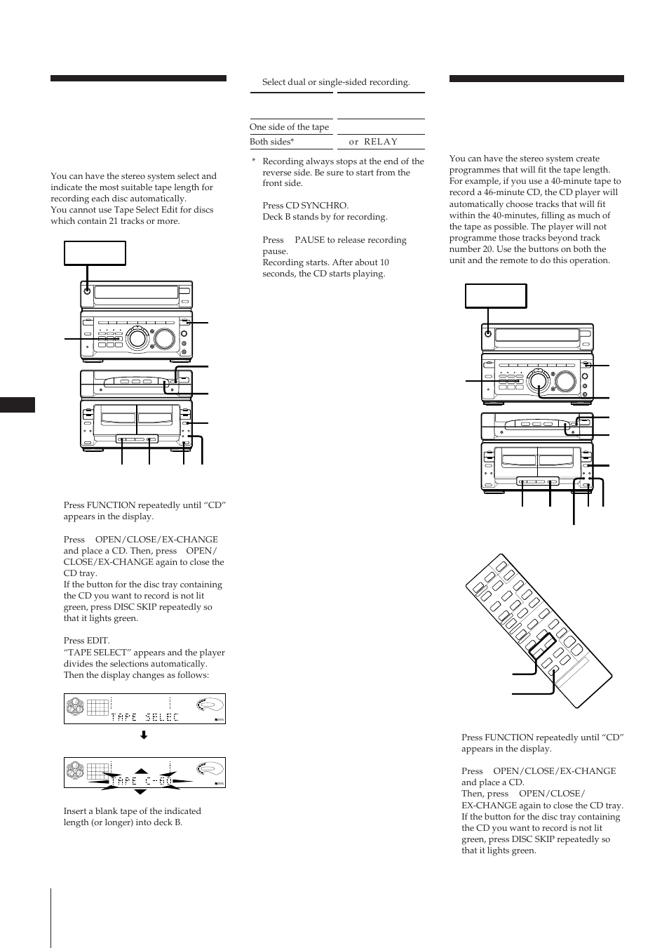 Recording a cd: specifying tape length (time edit), R p p 0 ) ж » ж p 0 ) p » ⁄ ⁄ ⁄ p | Sony MHC-W55 User Manual | Page 16 / 129