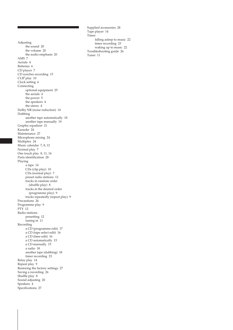 30 index | Sony MHC-W55 User Manual | Page 30 / 129