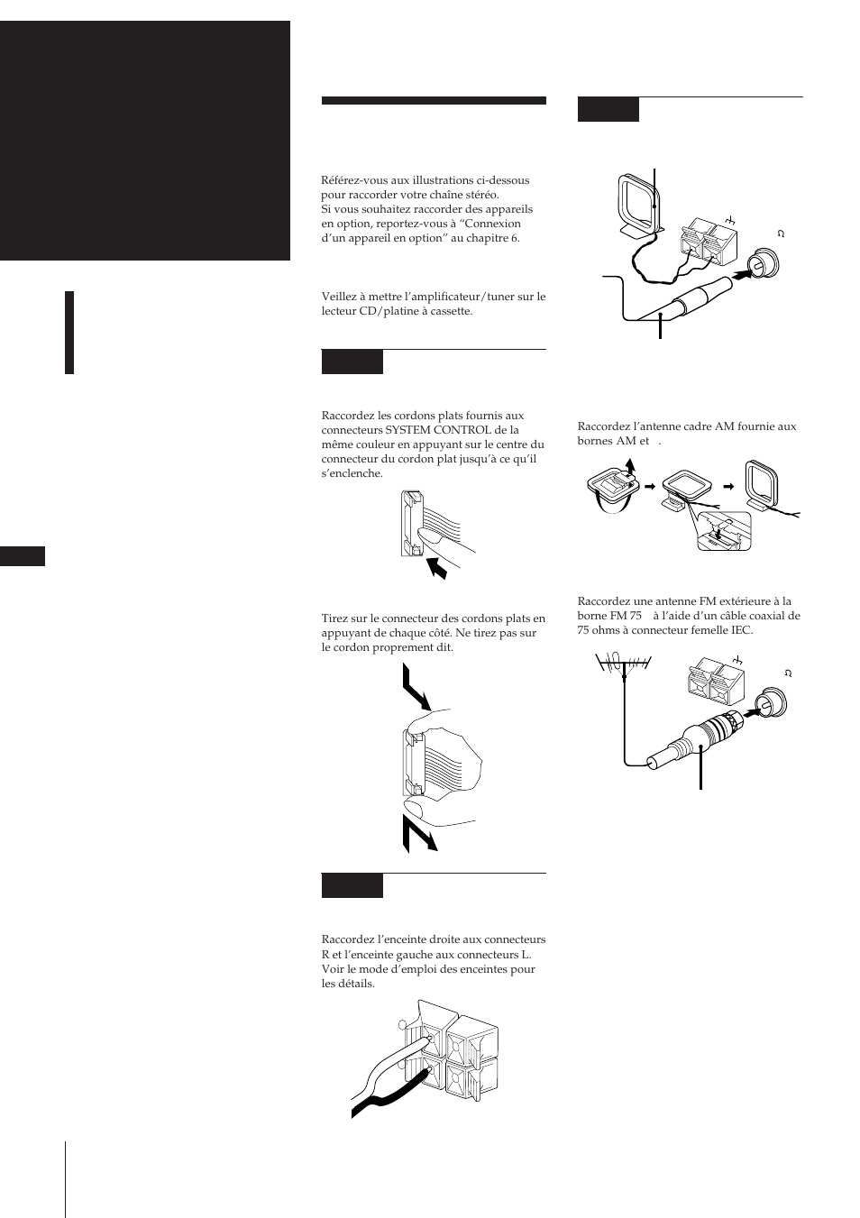 Préparatifs, Chapitre 1, Connexion de la chaîne | Sony MHC-W55 User Manual | Page 34 / 129