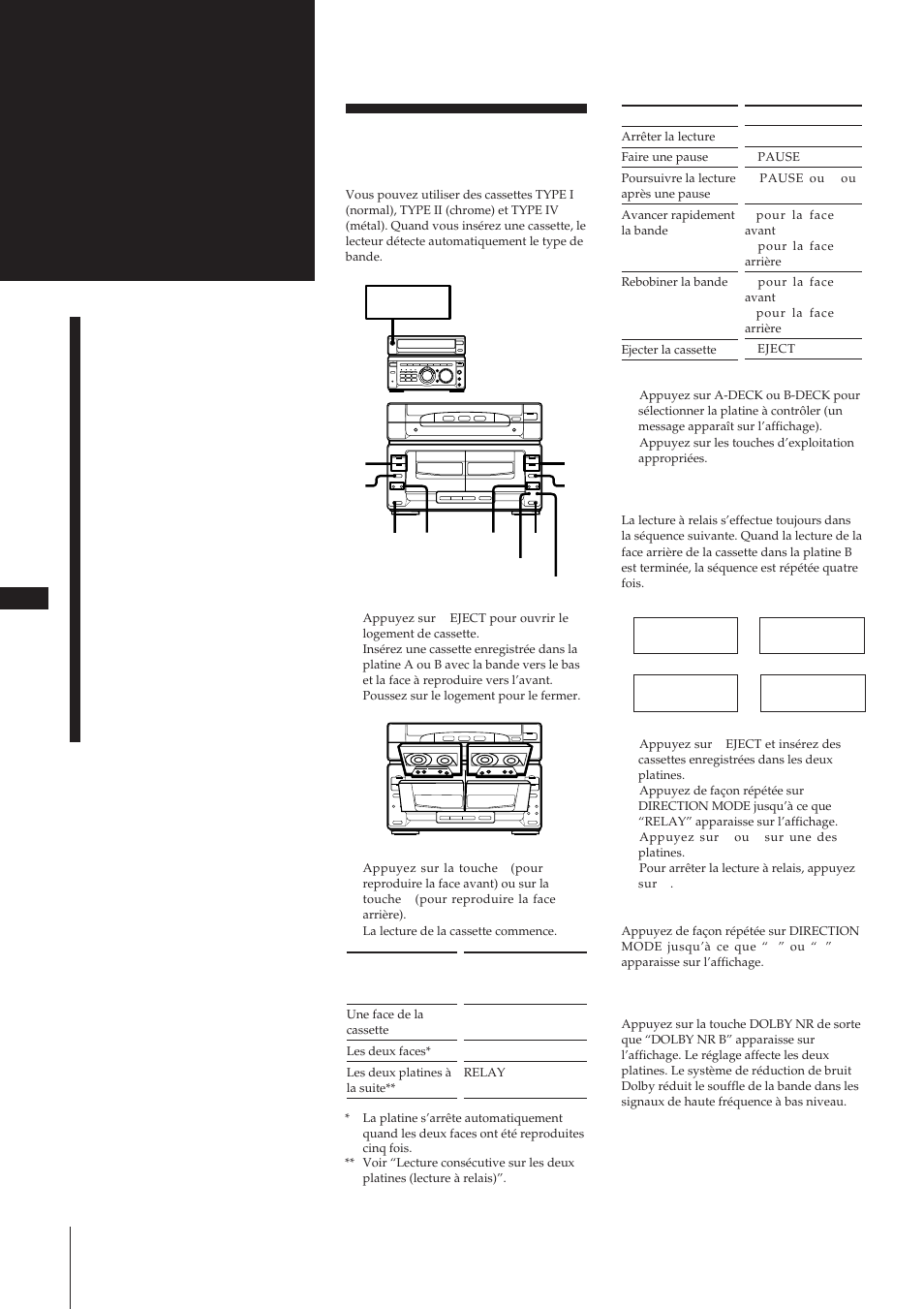 Lecteur de cassette, Chapitre 4, Lecture d’une cassette | Sony MHC-W55 User Manual | Page 44 / 129