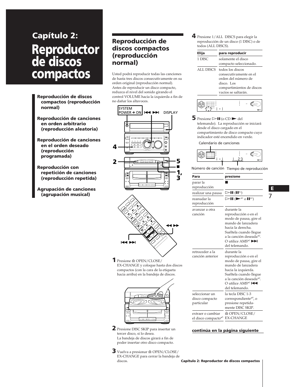 Reproductor de discos compactos, Capítulo 2, ªr p p 0 ) · ª · p 0 ) p ª § § § p | Sony MHC-W55 User Manual | Page 69 / 129