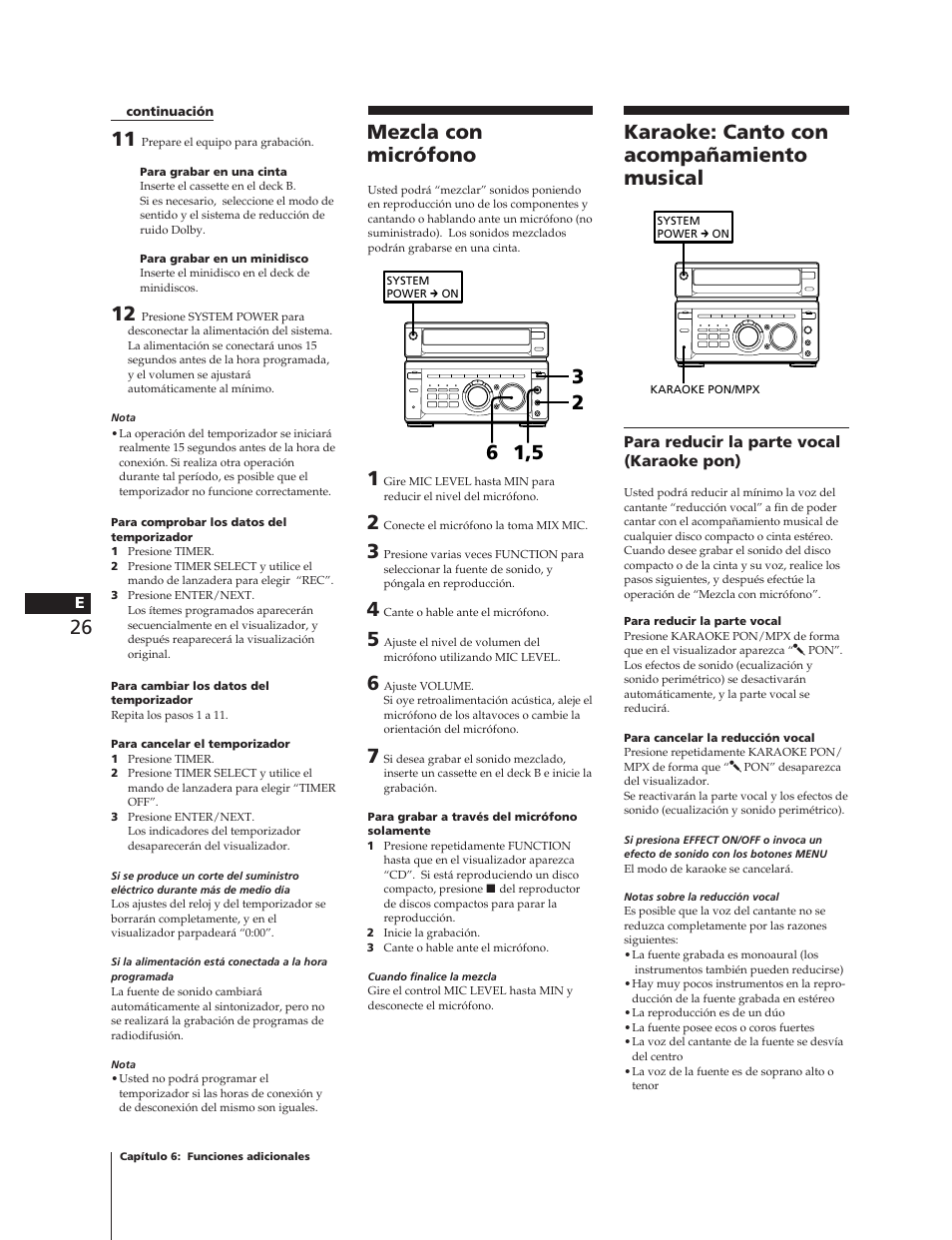 Mezcla con micrófono | Sony MHC-W55 User Manual | Page 88 / 129